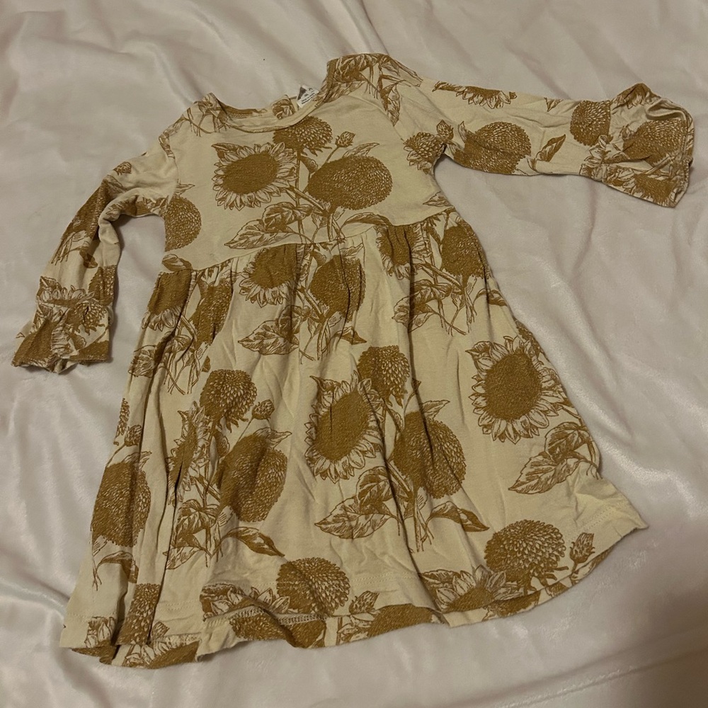Kate Quinn Cream and Brown Sunflower Dress